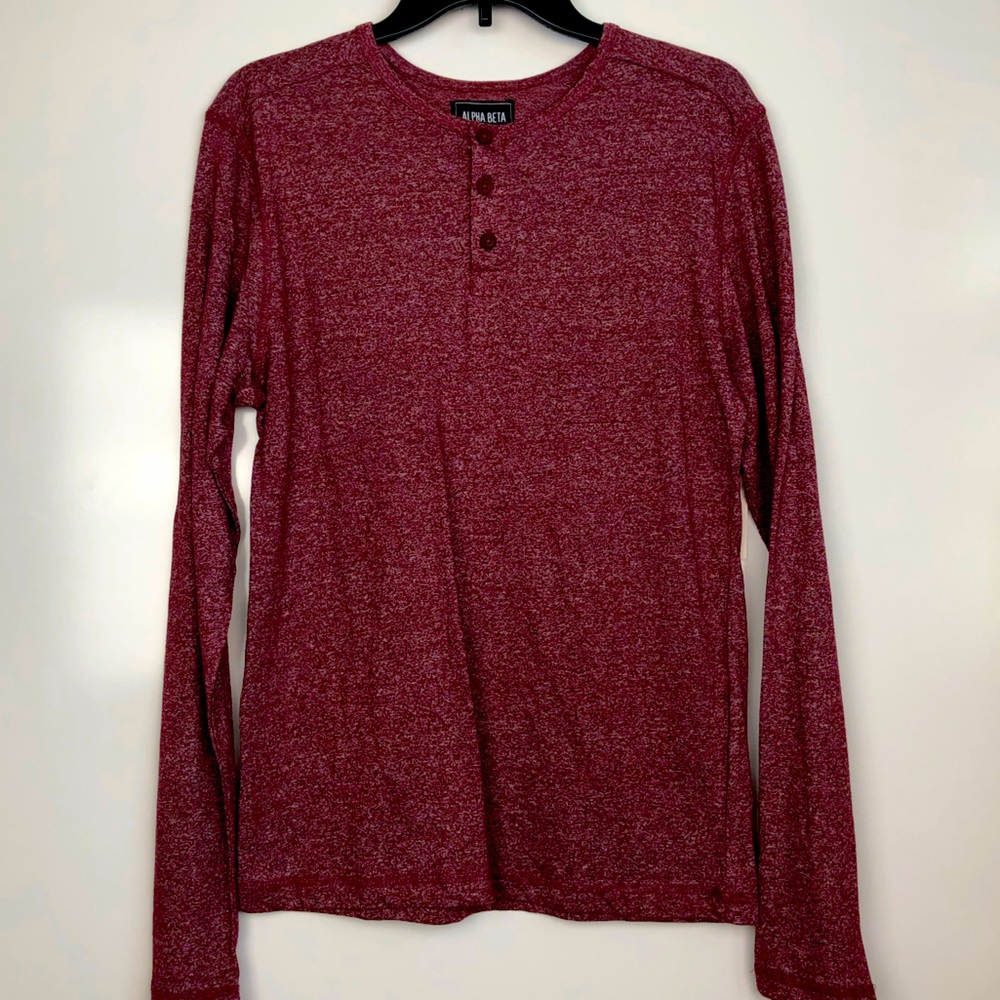 ALPHA BETA HEATHERED MAROON LONG SLEEVE SHIRT